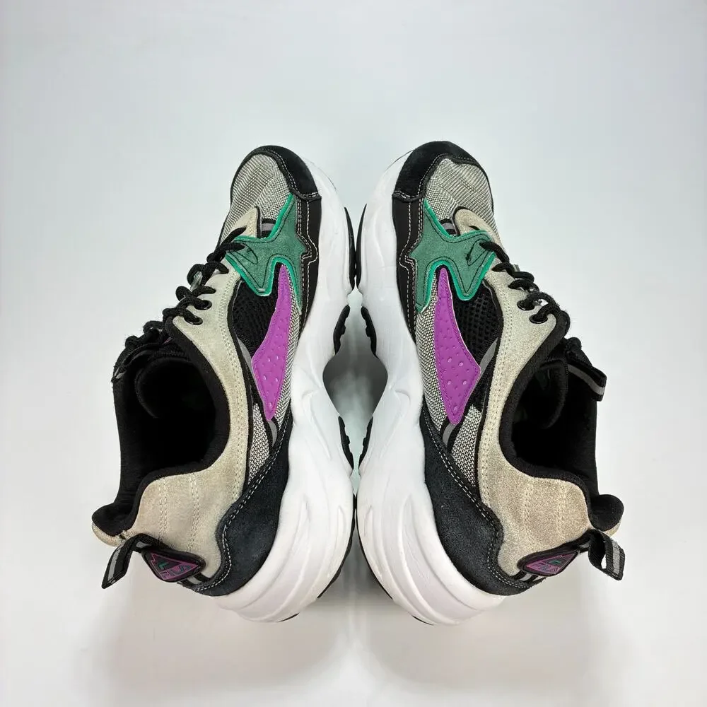 FILA Trail Tracer Black White Green Casual Lifestyle Sneakers Shoes Mens Size 10